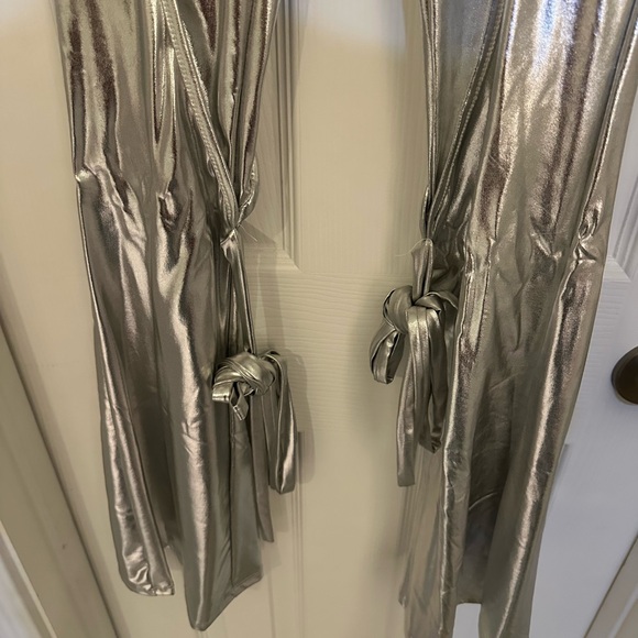 Fashion Nova Shimmering Silver Flare Pants - Picture 3 of 4